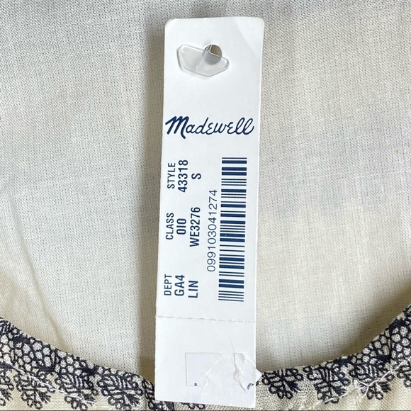 Madewell Dropwaist Trellis Stripe Swing Cotton Dress Black Tan Size Small NWT - Picture 10 of 13